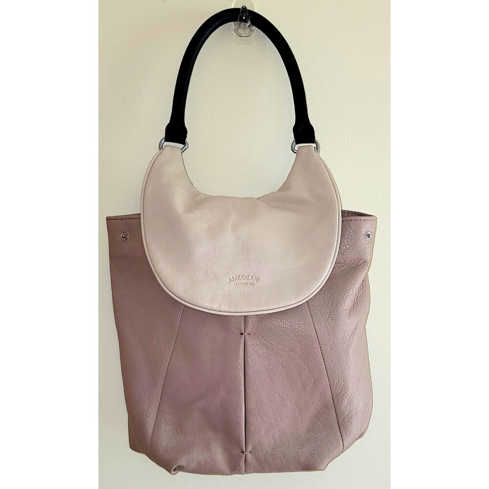 American Leather Co. Tan/Ivory Convertible Bag, Zip, Detachable Strap, Pockets